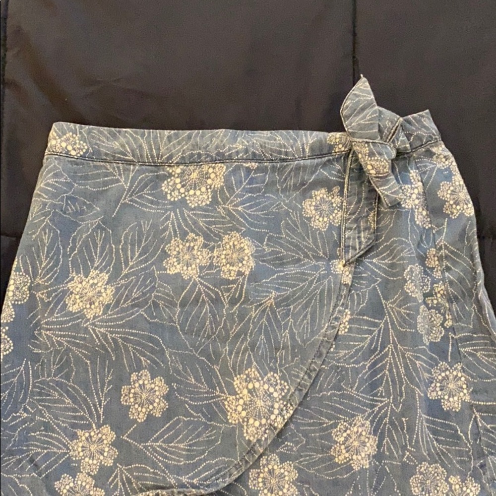 Floral Jean Free People wrap skirt